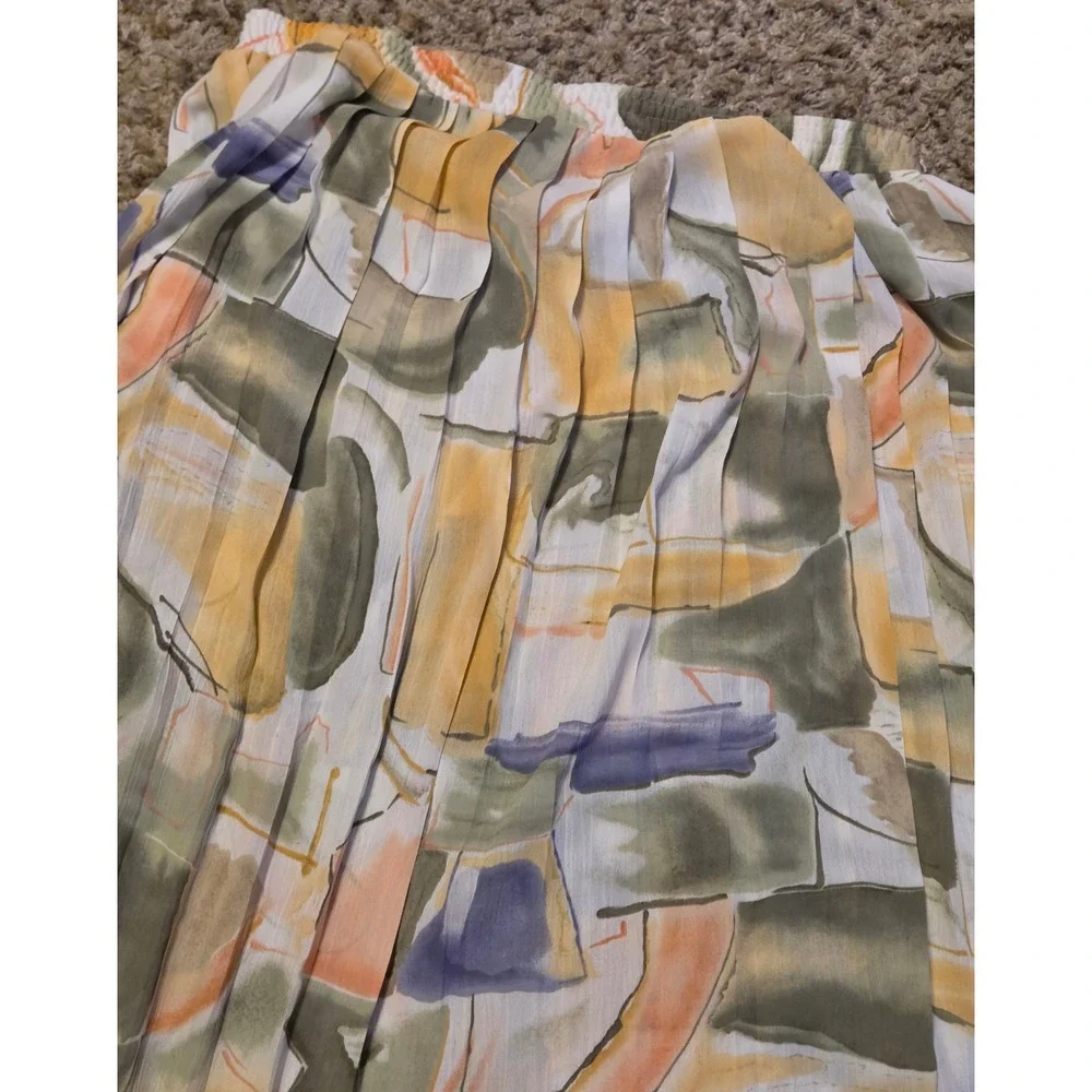 Alfred Dunner Pleated Skirt Womens‎ Size 18 Abstract Print Elastic Waistband
